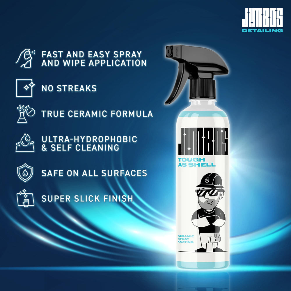 Jimbos Tough as Shell ceramic spray application showing simple use and shine.