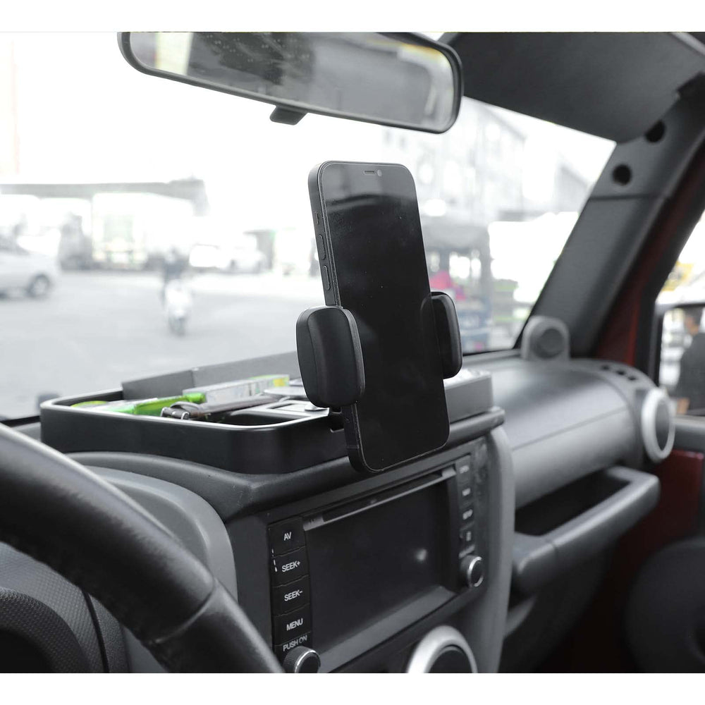 Dash tray provides quick access to essentials during drives