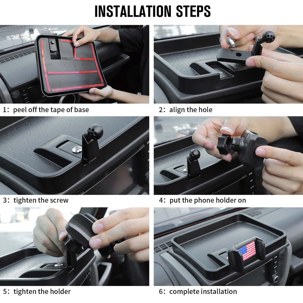 Automotive grade tape enables tool-free dash mounting