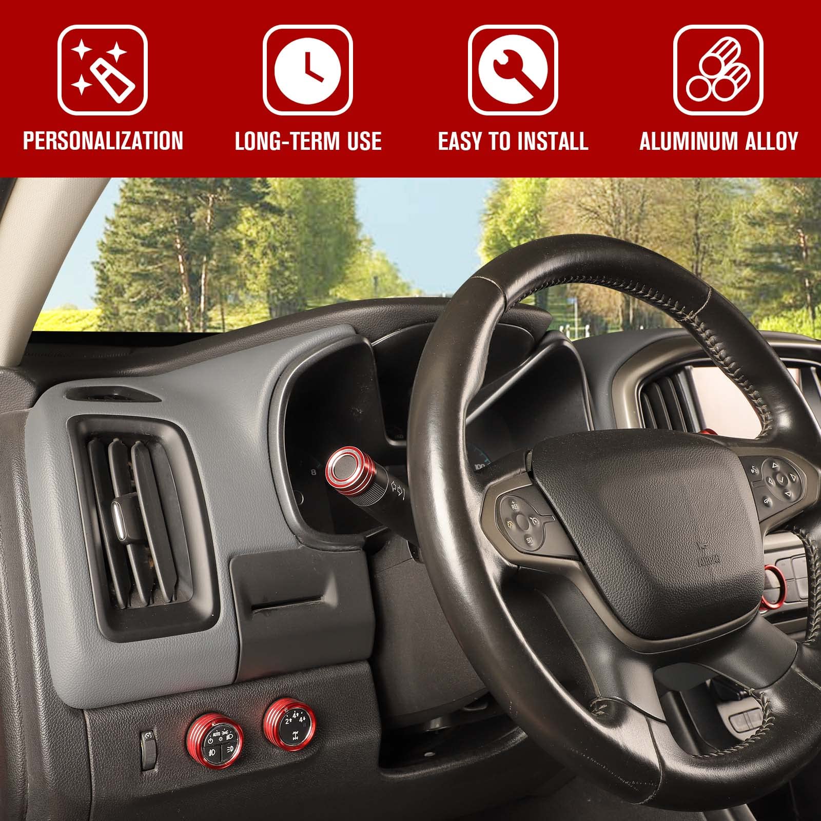 Jimen turn signal red ring highlights steering-area controls for quick recognition