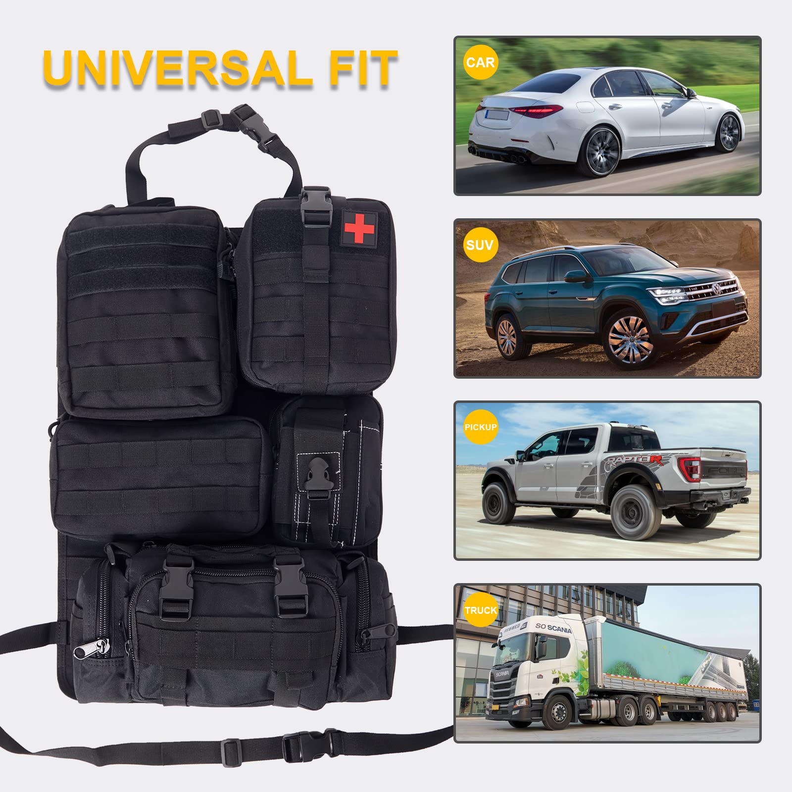 Jimikay adjustable straps demonstrate quick installation around headrest and seat.