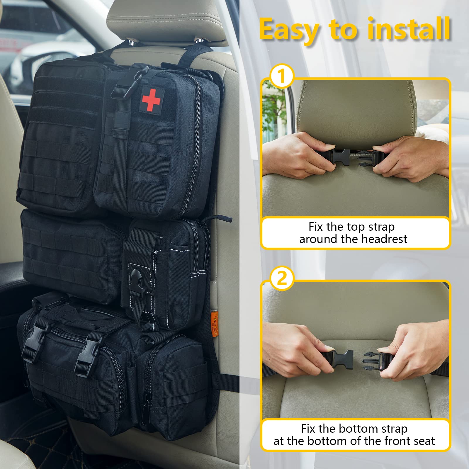 Jimikay setup with first aid, maps, and phone neatly stored.