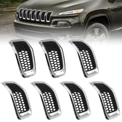 JINCHEN 7pcs grill mesh inserts for Jeep Cherokee front grille enhance airflow and rugged appearance
