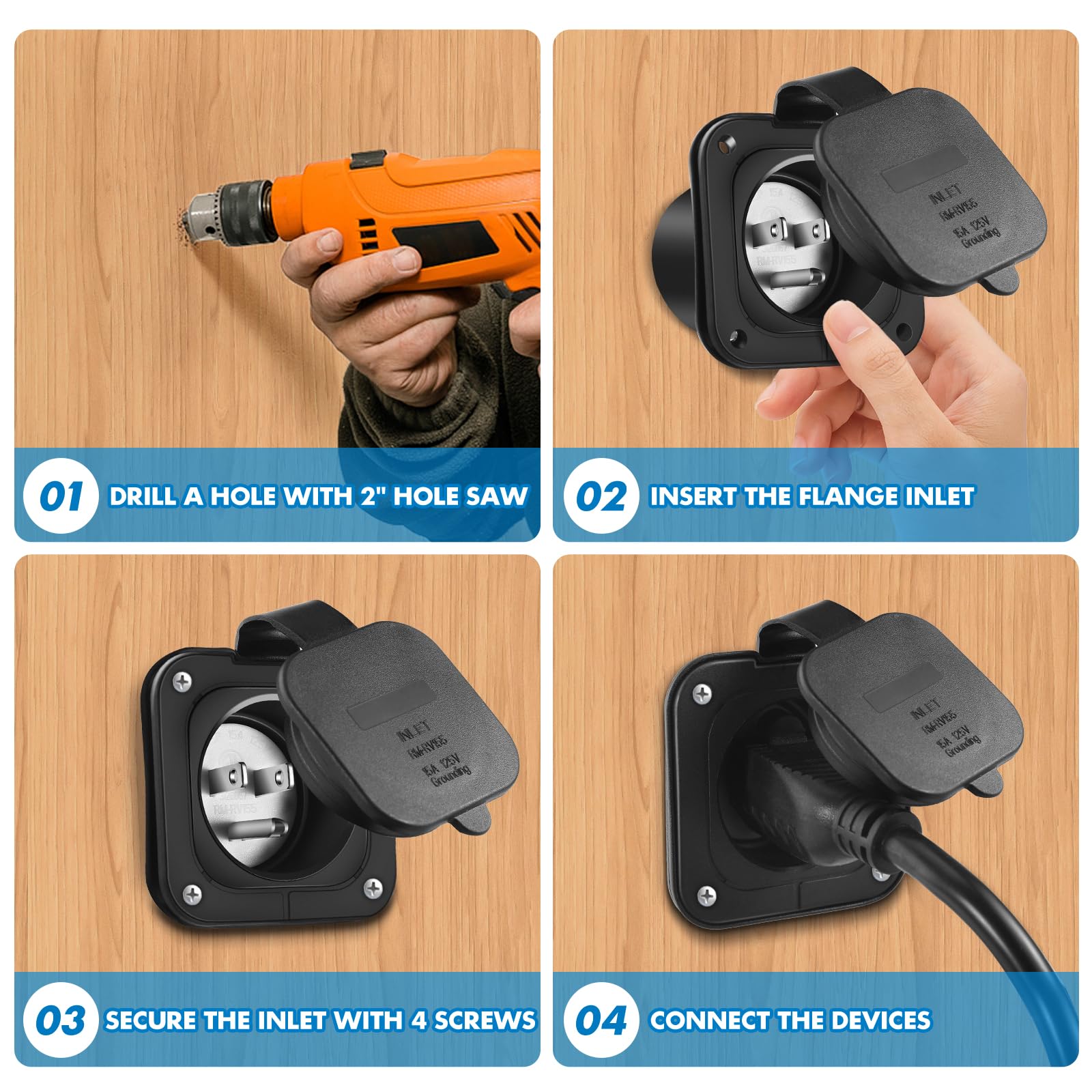 Jindouyun NEMA 5-15 compatibility powers shore connections for vehicles.