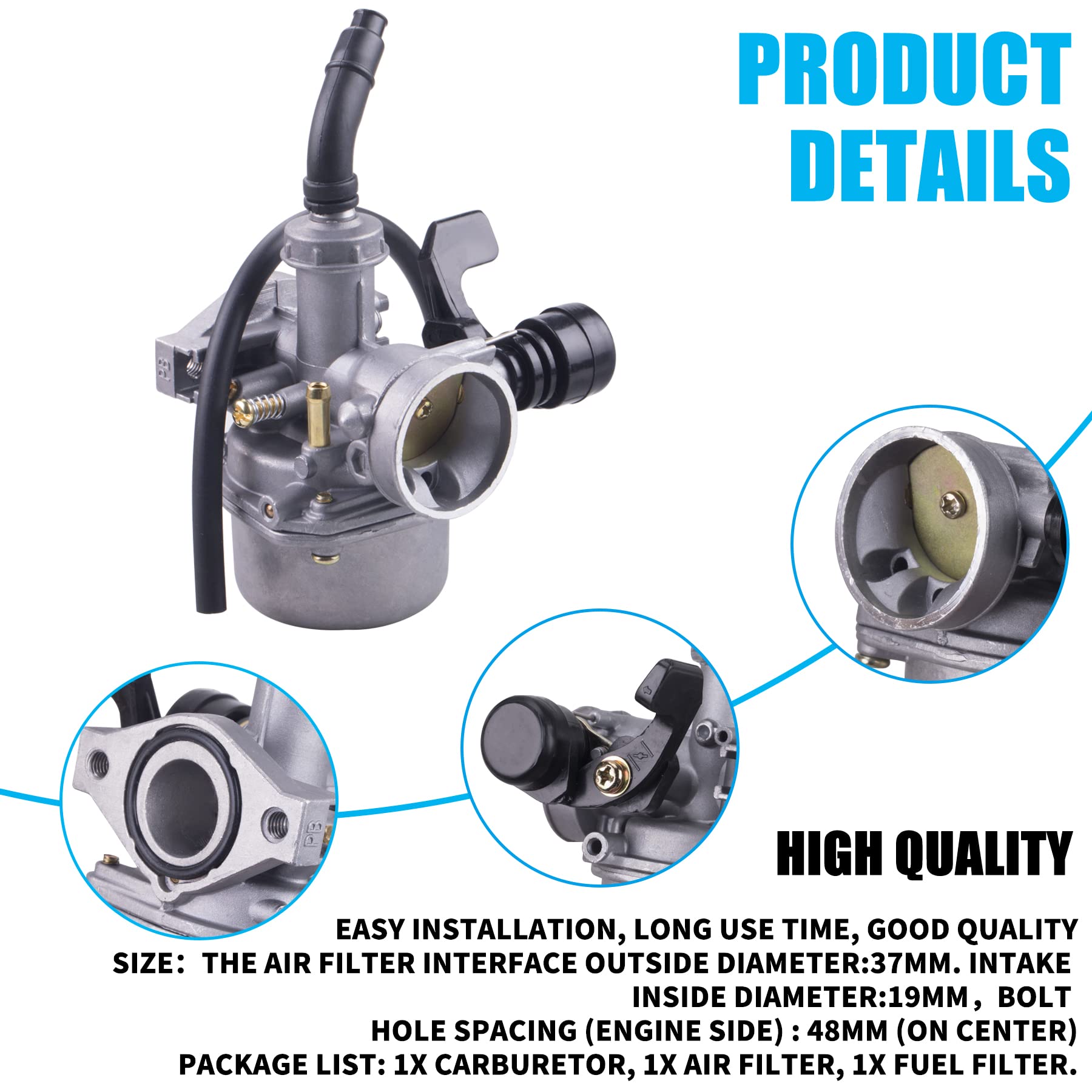 Package includes carburetor, air filter, and fuel filter for easy installation