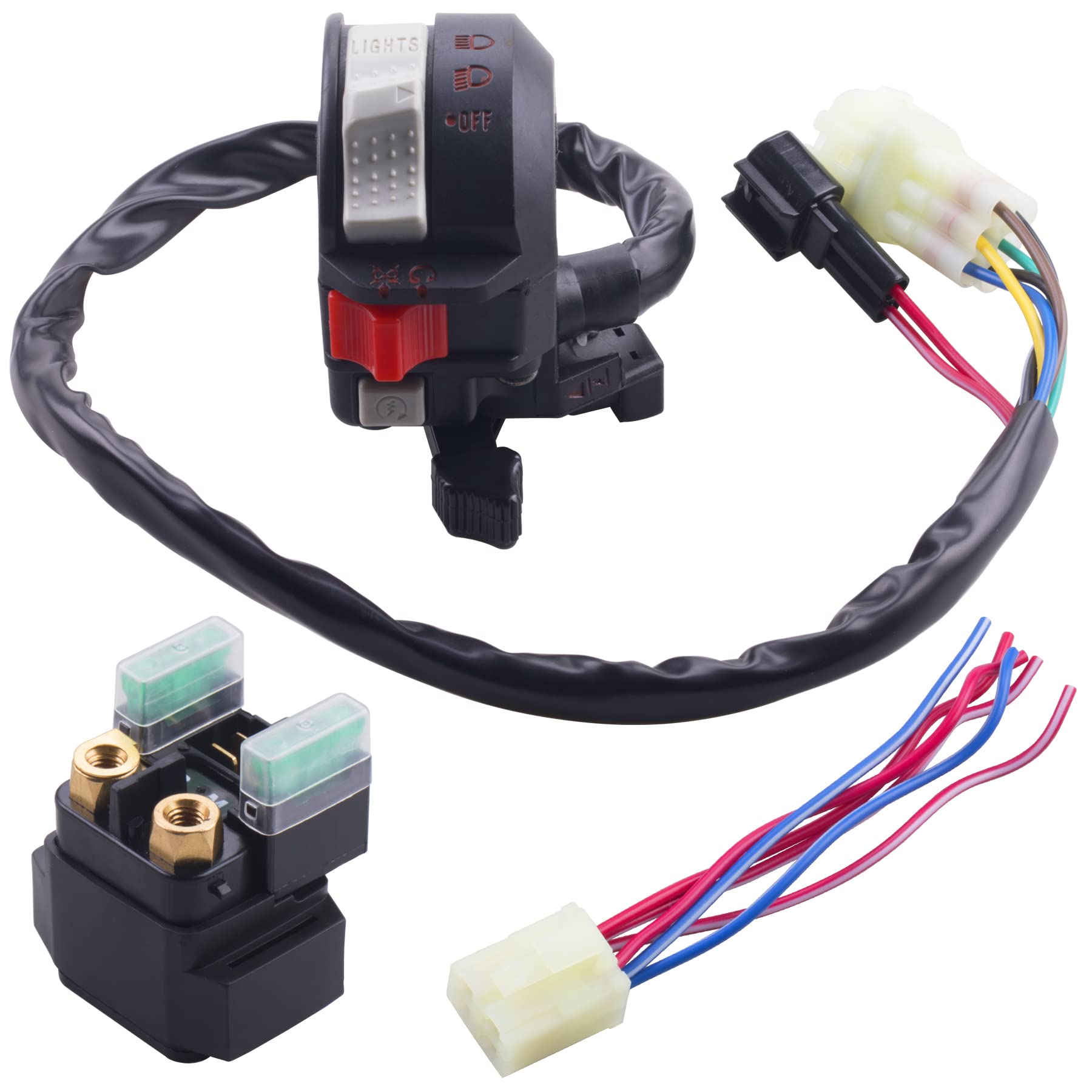 JINGKE left handlebar control attached to Yamaha ATV for quick engine start and run-off.