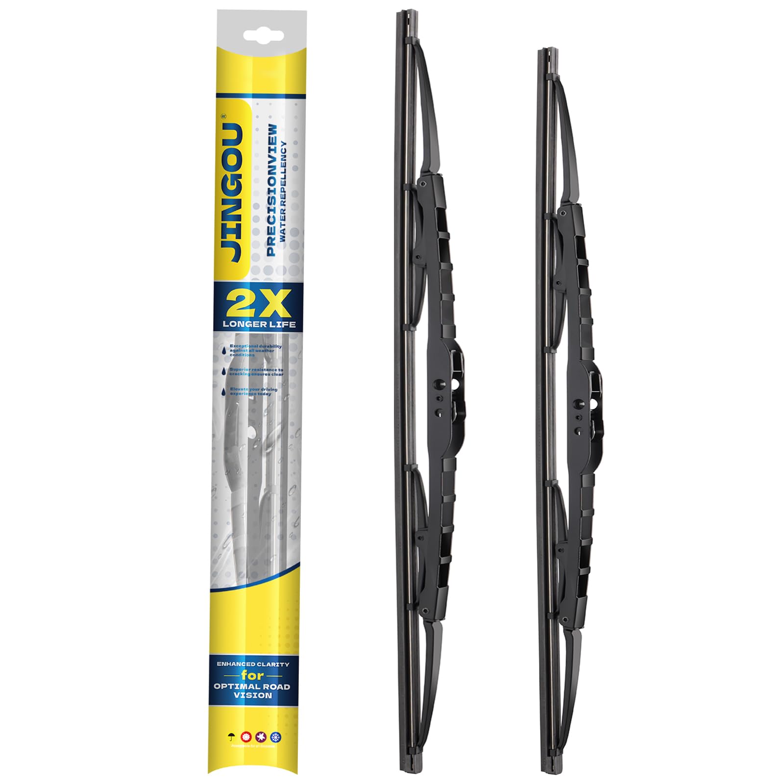 JINGOU 21in and 19in wiper blades set for reliable all-season use