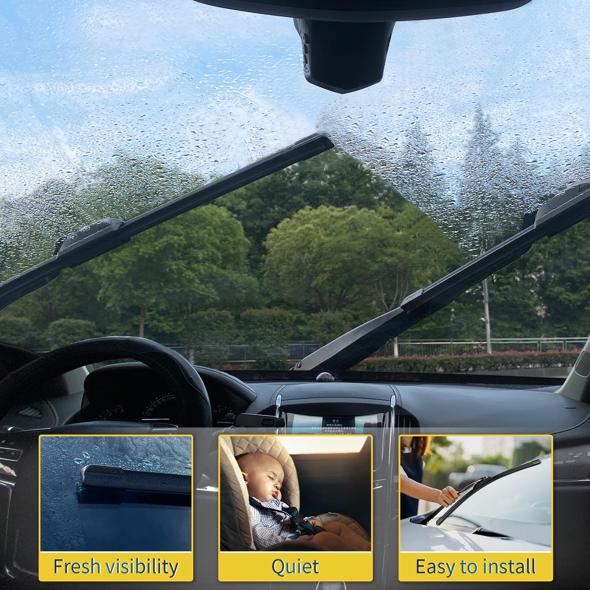JINGOU all season performance wiper blades in action