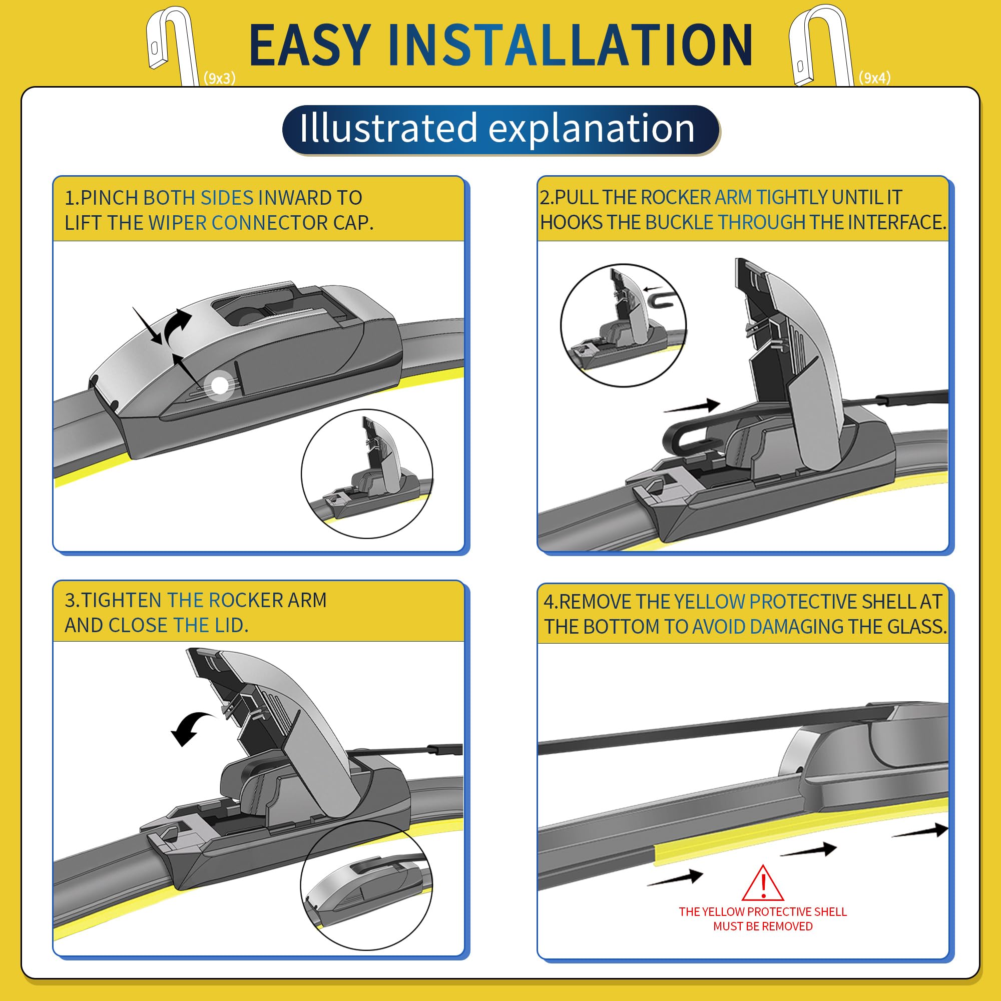 JINGOU frameless design reduces ice buildup for smooth wiping.