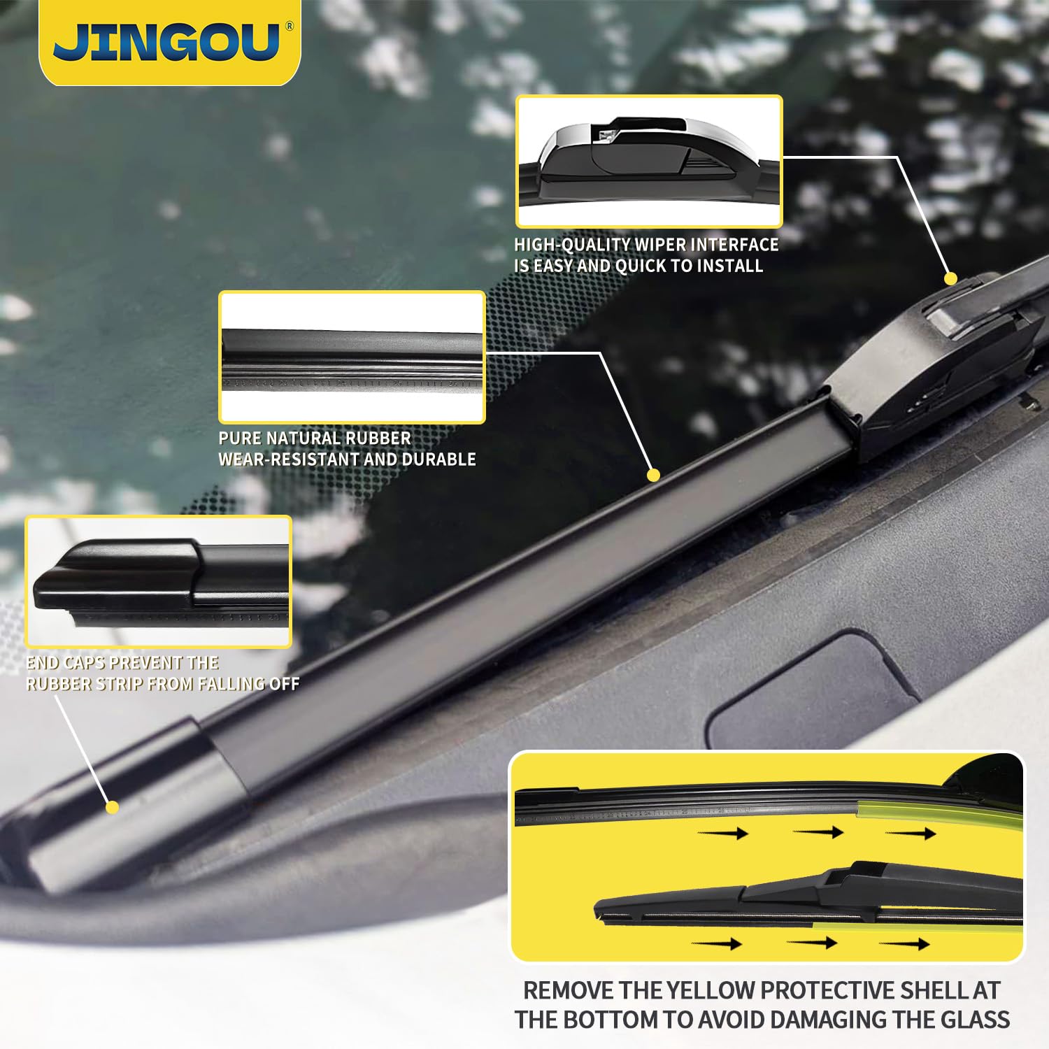JINGOU silent-wipe performance reduces wind noise during operation