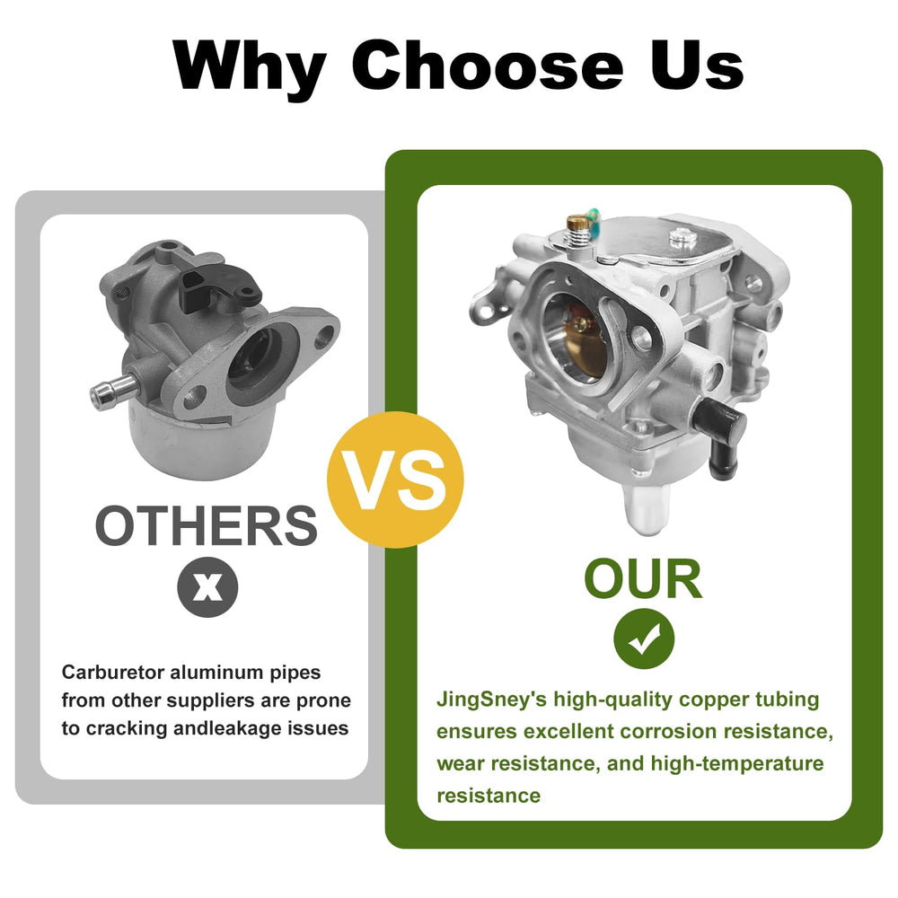 JingSney carburetor with standard mounting simplifies installation on lawn tractors.