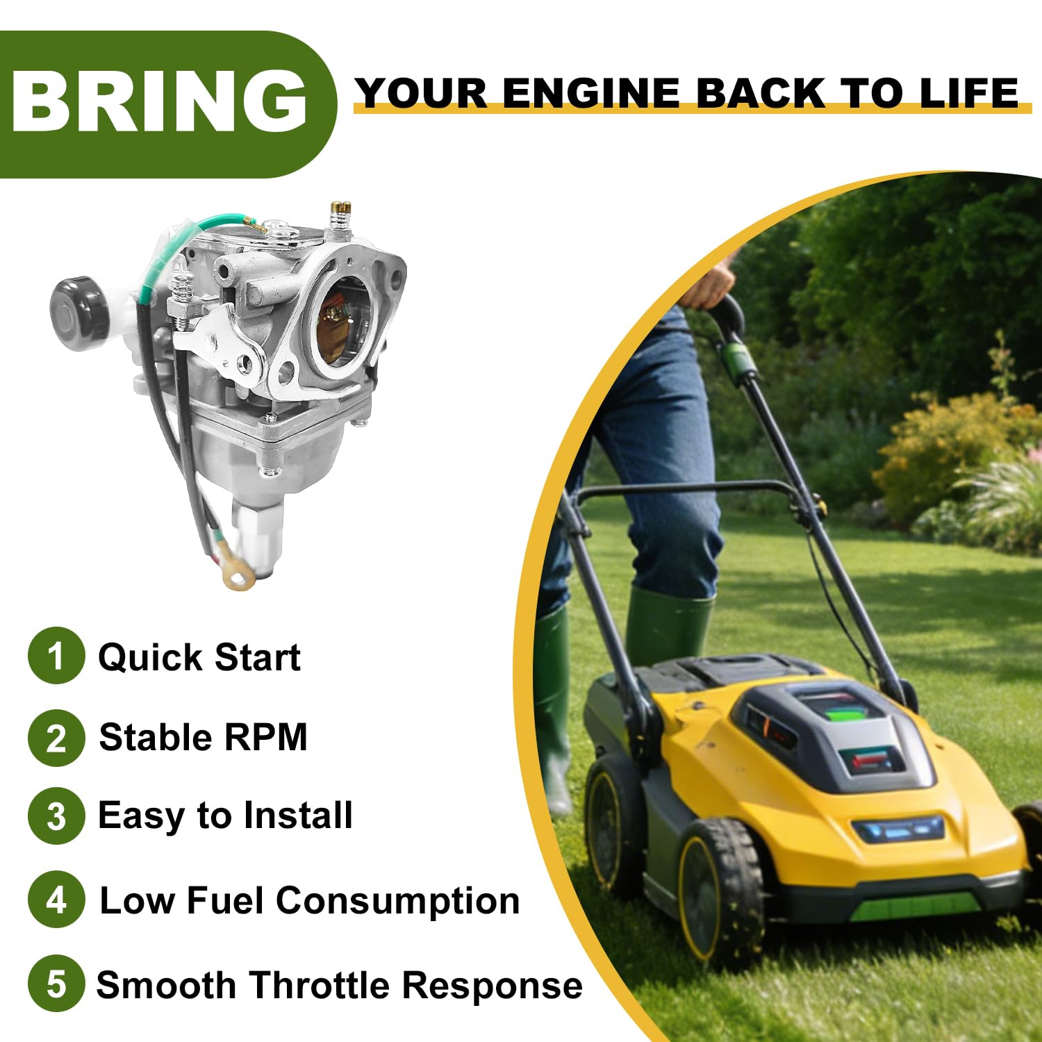 JingSney carburetor supports Kohler Courage twin engines SV710–SV840 for reliable replacement.