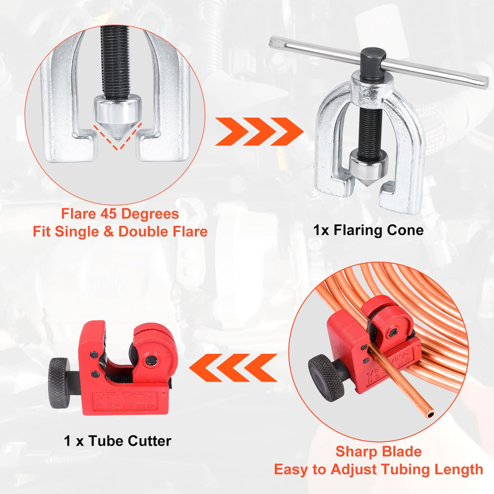JINGTAO88 tubing cutter and 5 adapters for fast work.