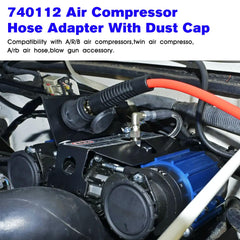 JIOTAR 740112 quick-connect coupling enables fast tire inflation and tool setup.