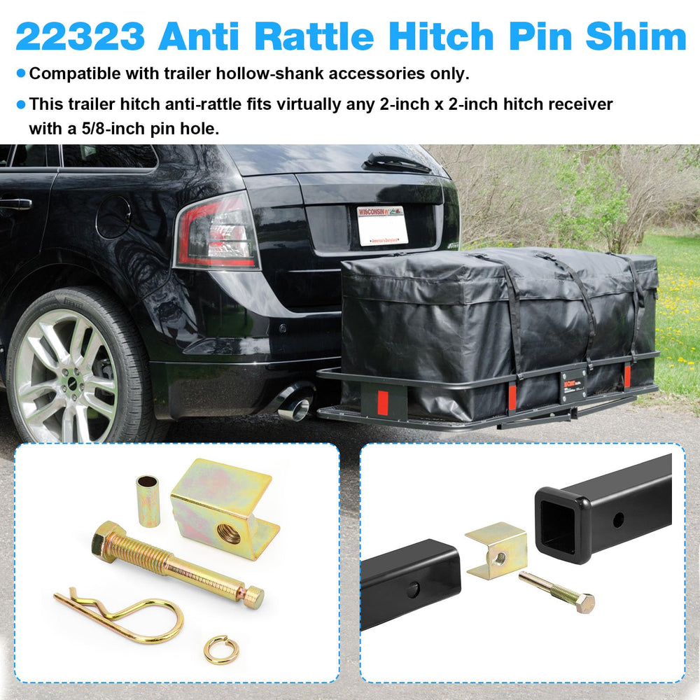 JIOTAR hollow-shank compatibility for secure, quieter towing with 2x2 hitch receivers