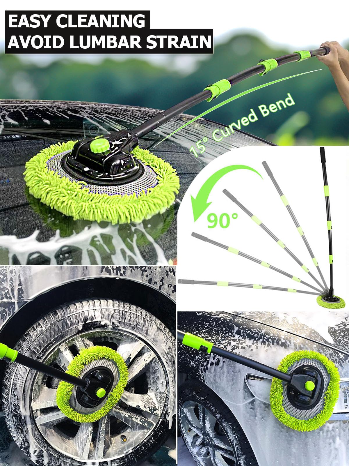 Jisejima denser chenille microfiber head covers more surface for efficient washing.