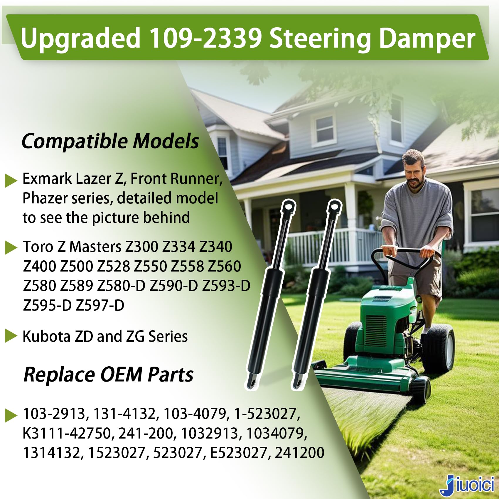 jiuoici damper 103-2913 improves steering stability on Exmark and Toro models