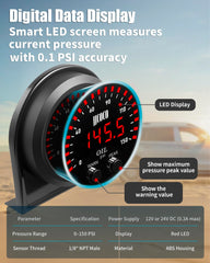 JJCOCO oil pressure gauge alarm indicator for overpressure warnings