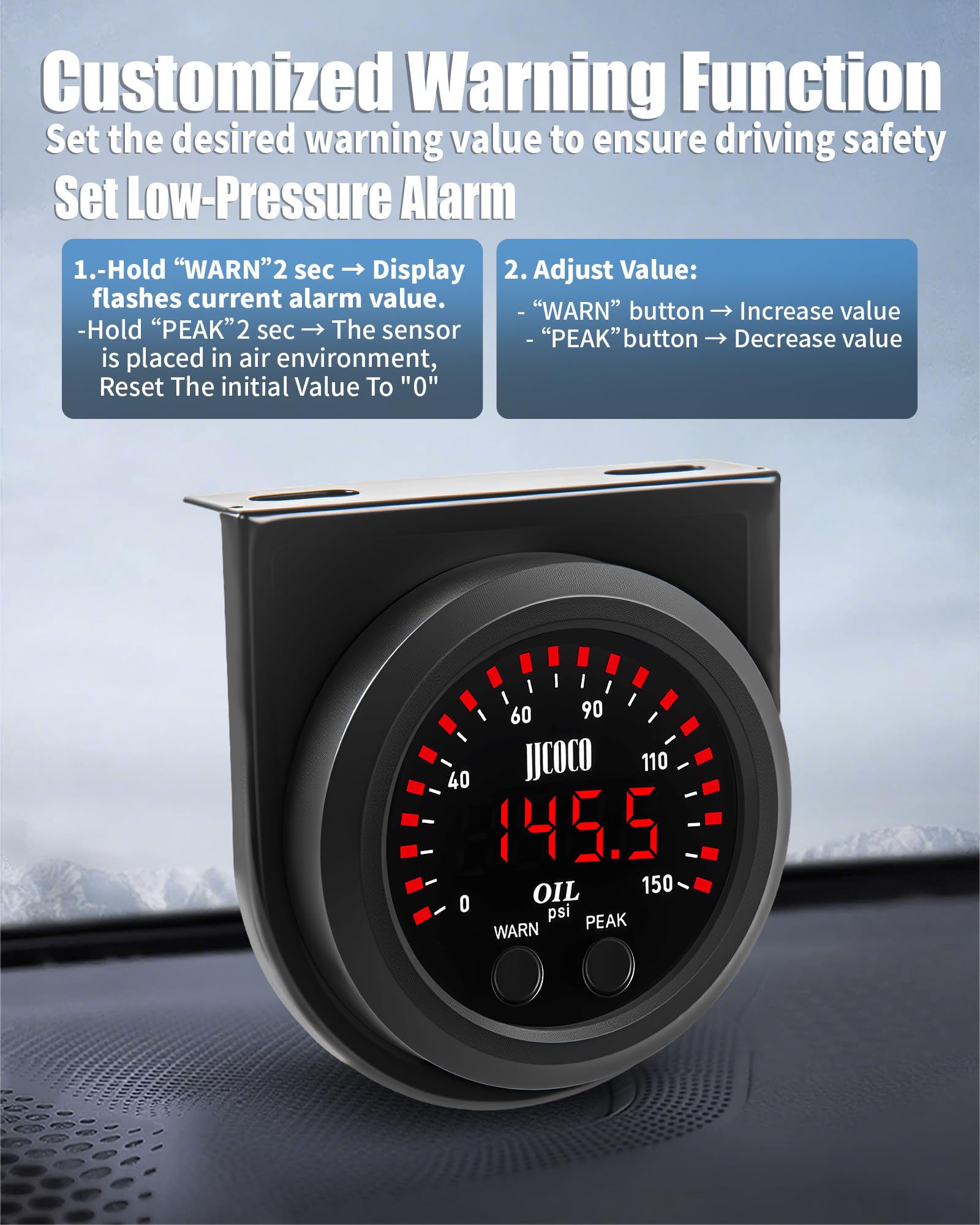 JJCOCO peak pressure recall captures max readings during hard acceleration
