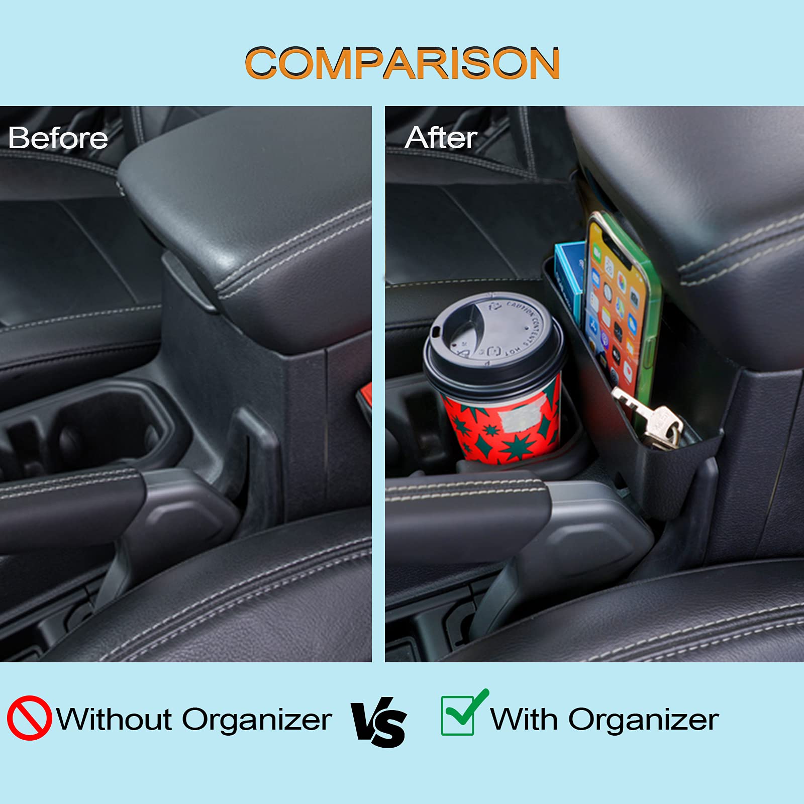 JKCOVER Gladiator JT hanging box near the center armrest for easy storage.