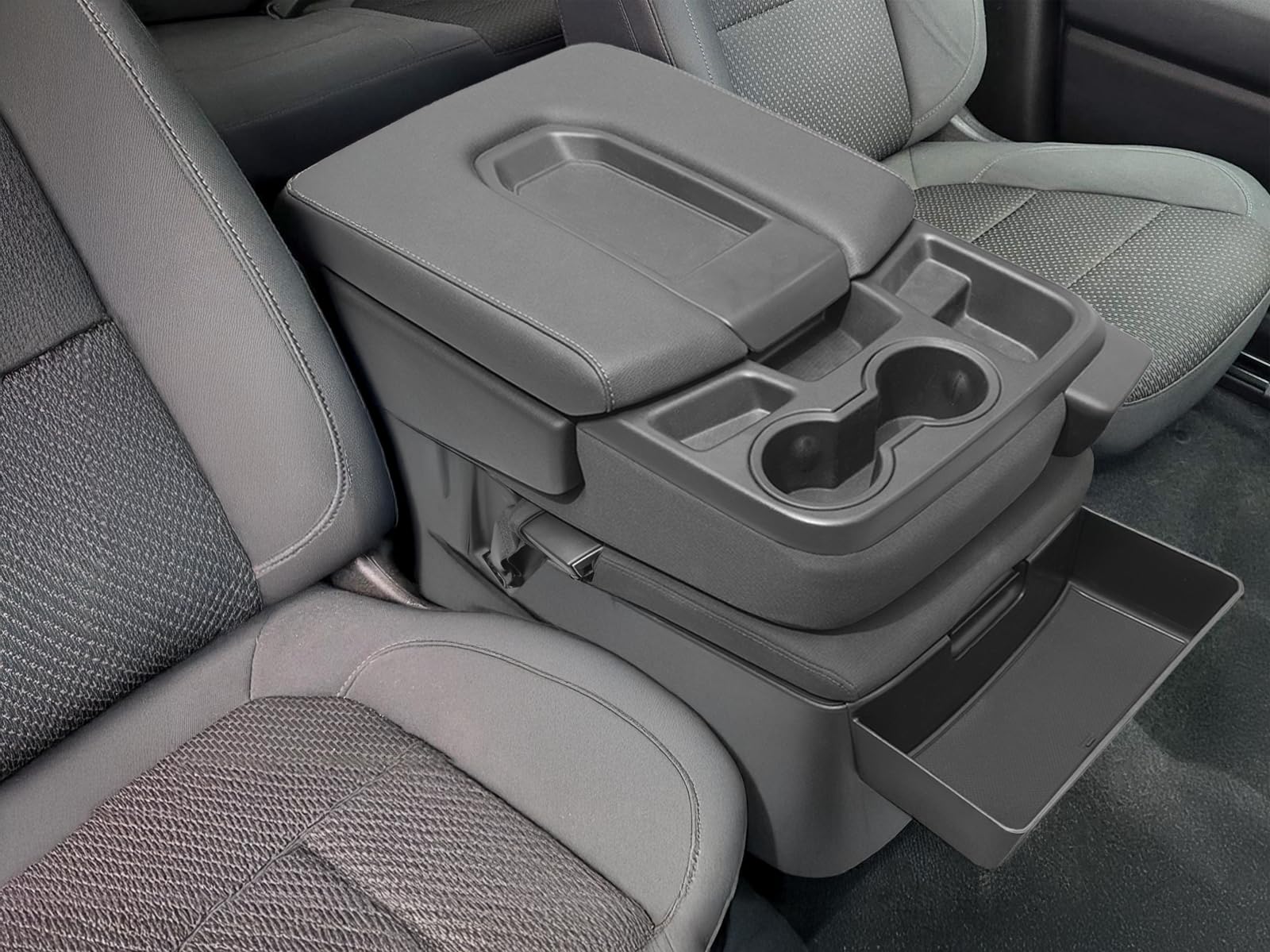 Color-matched design blends with the original center console.