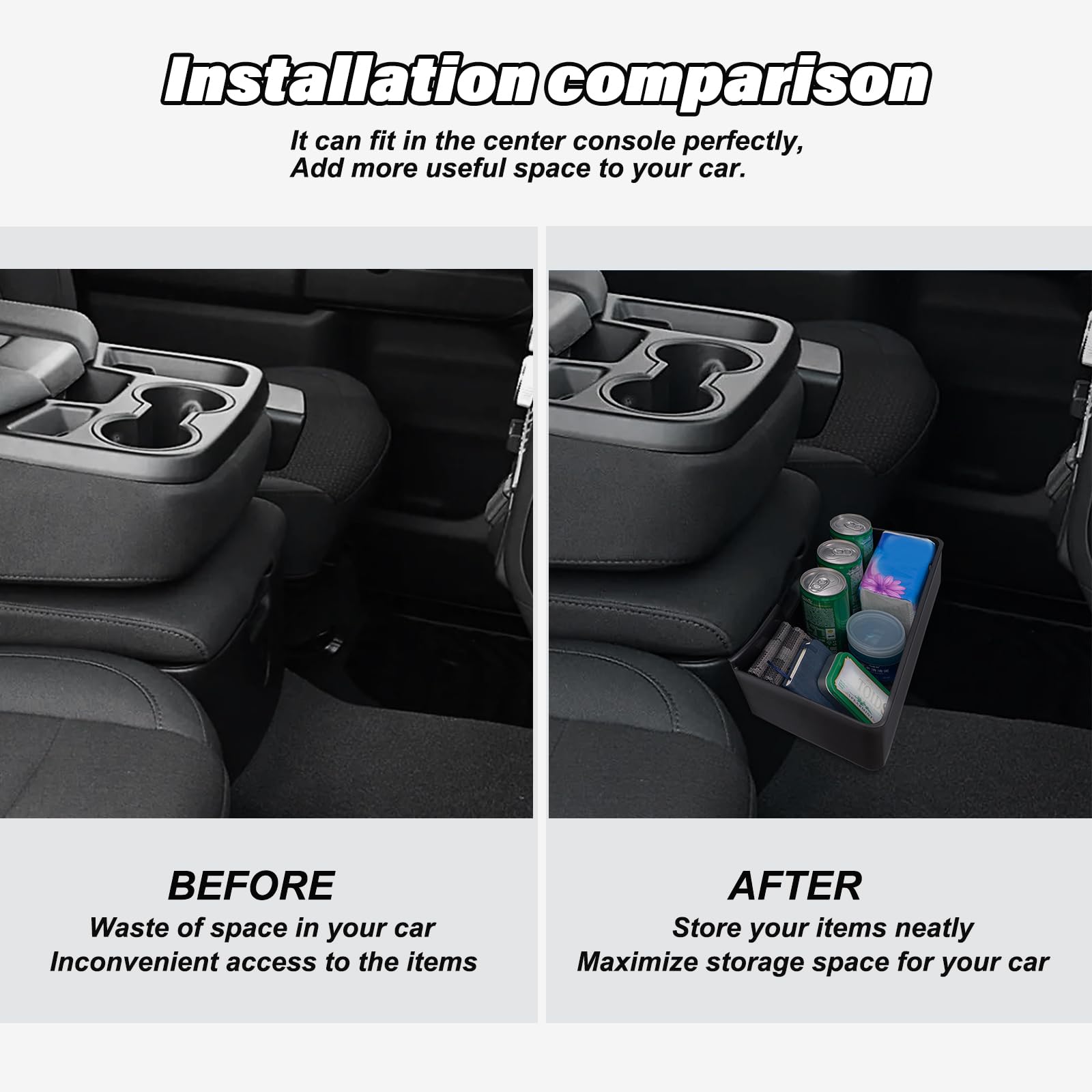 JKCOVER hanging organizer mounted beside the armrest for improved on-car organization.