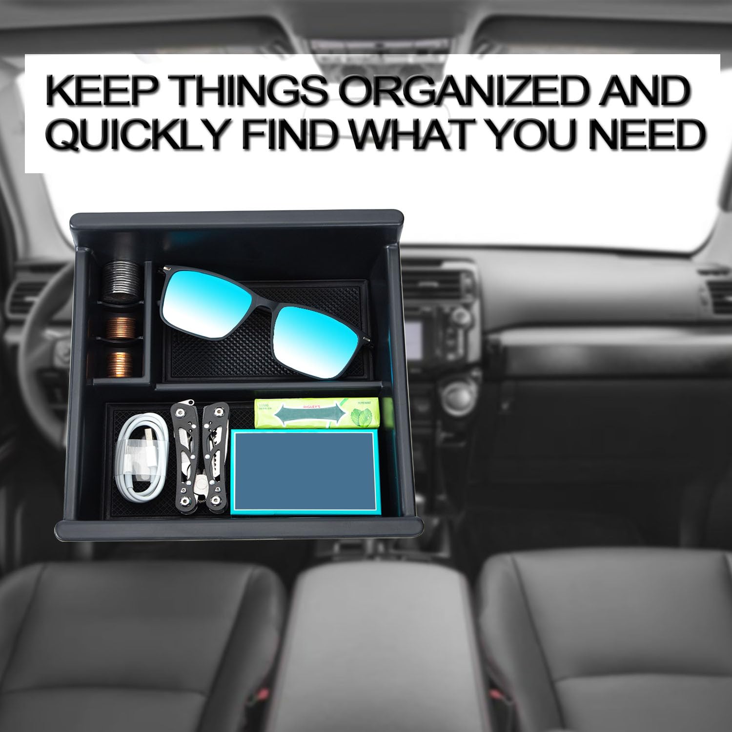 JKCover quick-install tray for 4Runner and Telluride simplifies cabin organization.