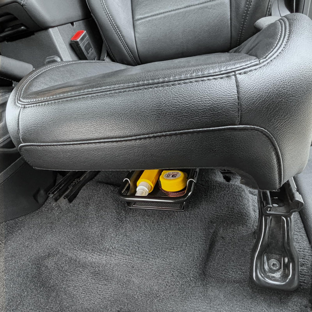 JKCover compatible under-seat tray for Jeep Gladiator JT and Wrangler models.