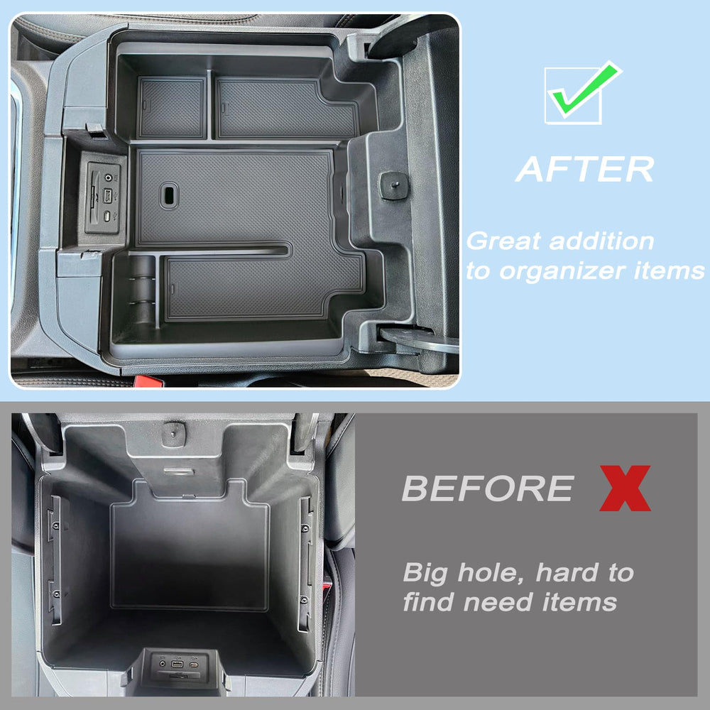 Non-slip rubber liners prevent sliding and noise in top compartments