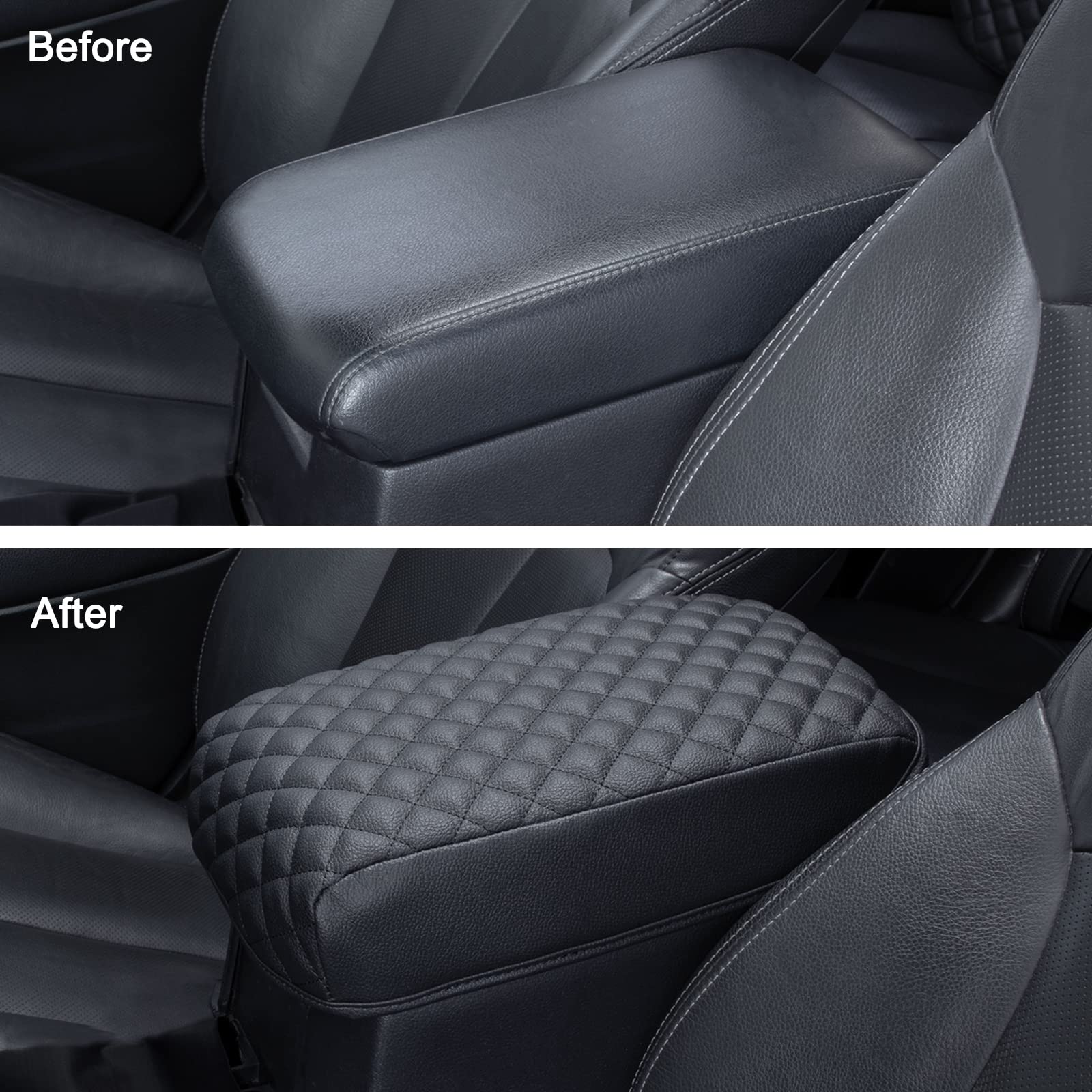 JKCOVER PU leather center console cover close-up stitching emphasizes durability.
