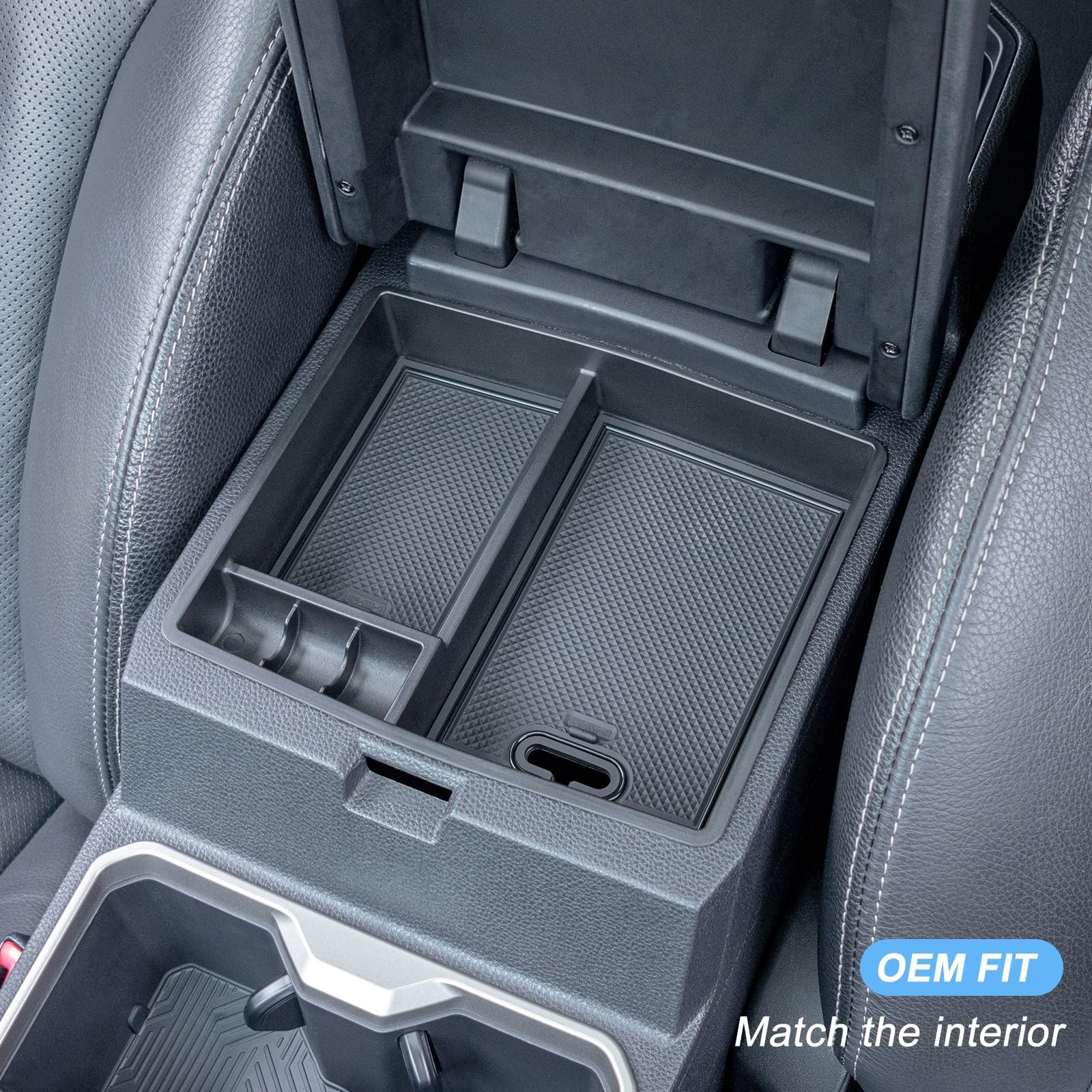 JKCOVER Tacoma console tray close-up highlighting the patented two-layer design
