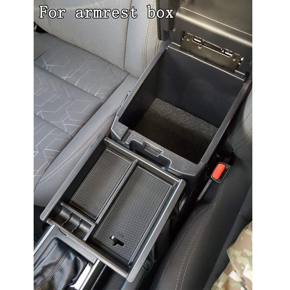 JKCOVER installation view of the Tacoma center console tray with precise fit