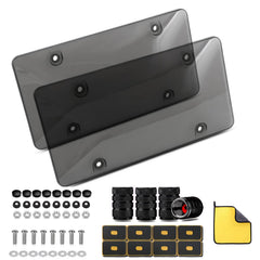 jkjnqnq license plate cover front view—clear shield protects against sun and dust.