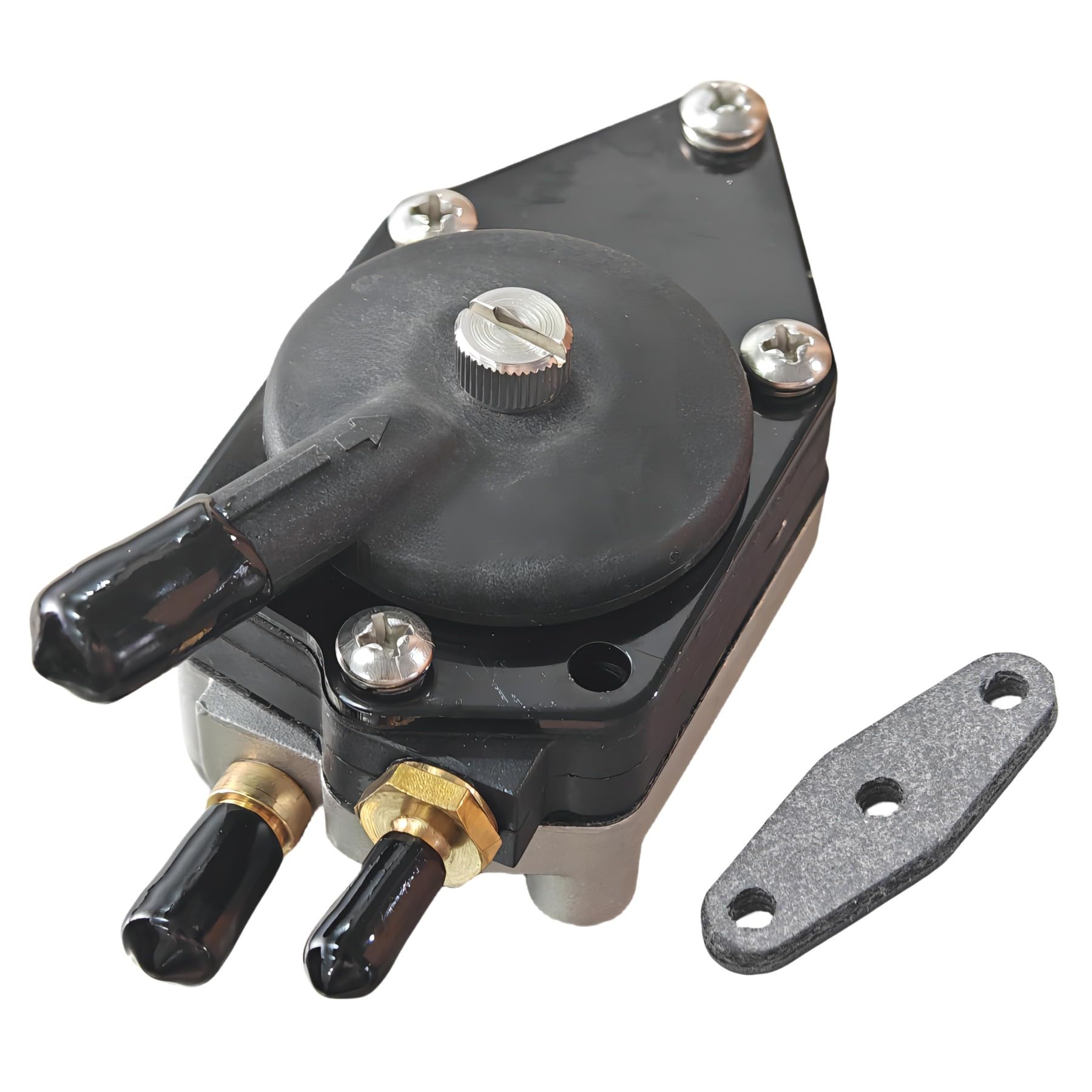 JLM MARINE 438555 fuel pump front view, reliable replacement for Johnson Evinrude 20-30 HP.