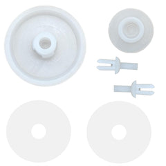 JLM Marine 857005A1 components laid out, highlighting diaphragms and seals for fuel system repair