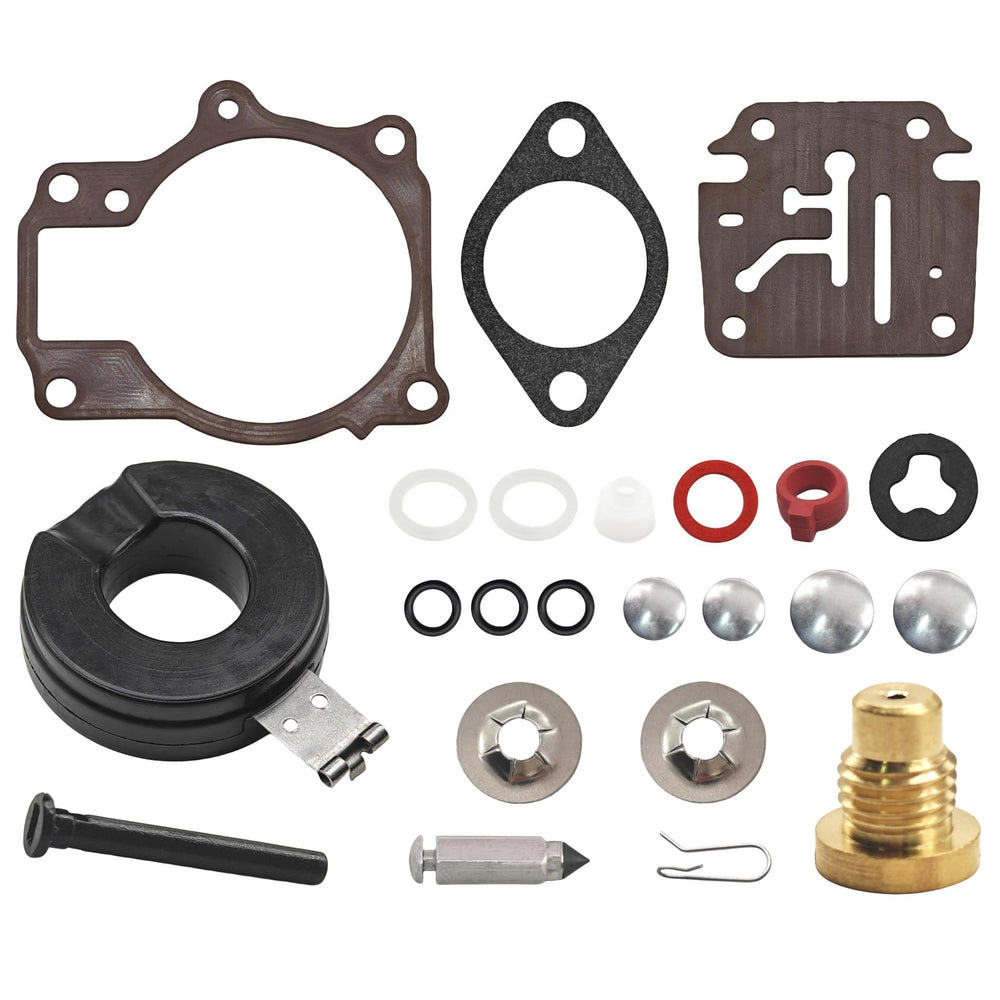 JLM MARINE carb kit 3-pack components laid out for quick rebuild