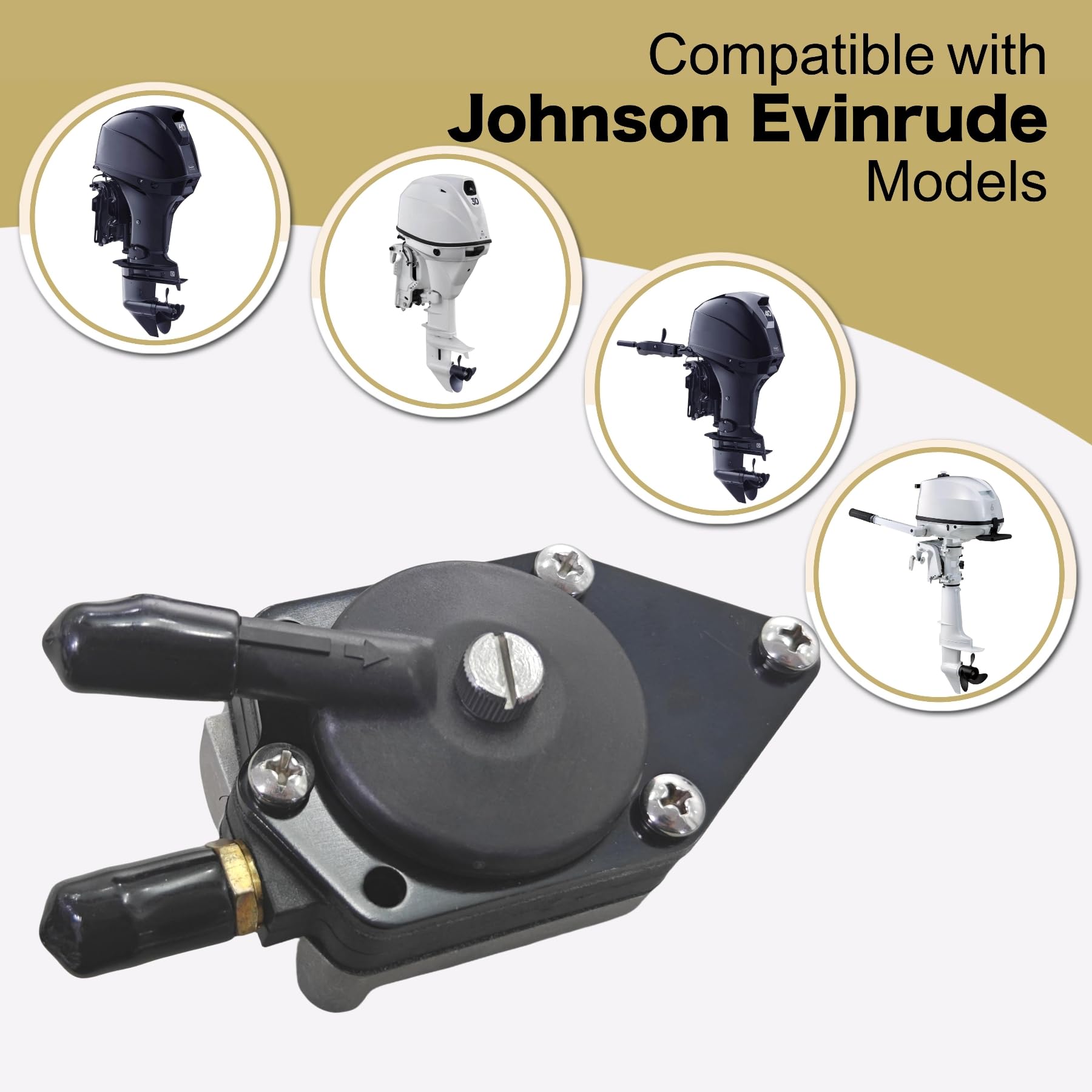 JLM MARINE fuel pump bottom-connector shows secure hose fit for reliable operation