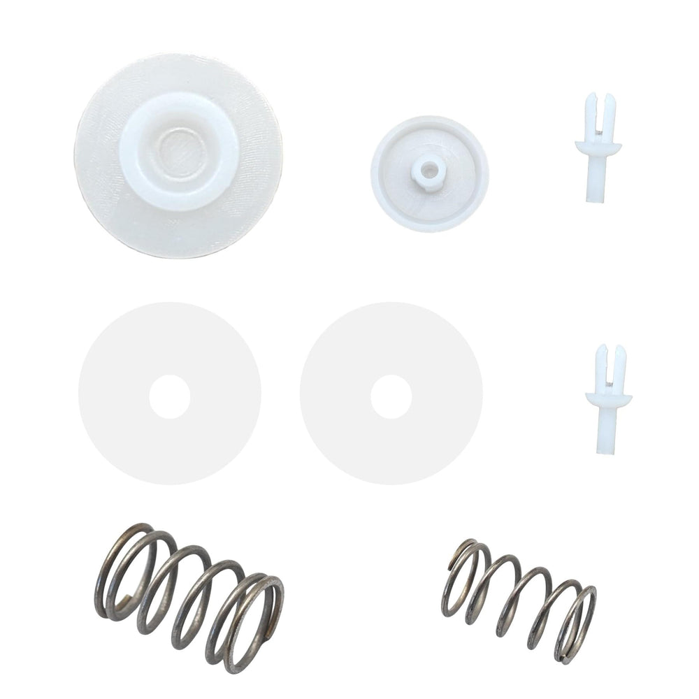 Close-up of kit components ready for diaphragm repair on Mercury outboards.