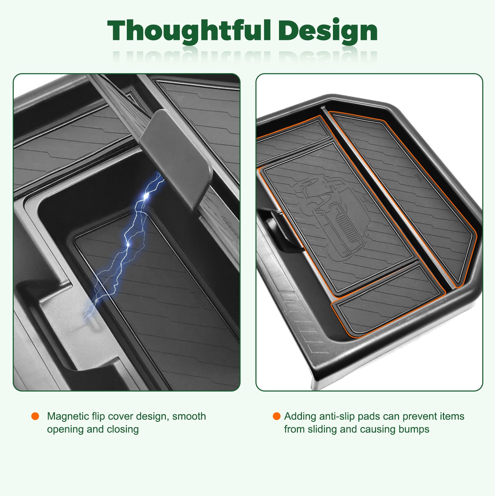 JLQP built-in lid with magnetic cover for secure, discreet storage.