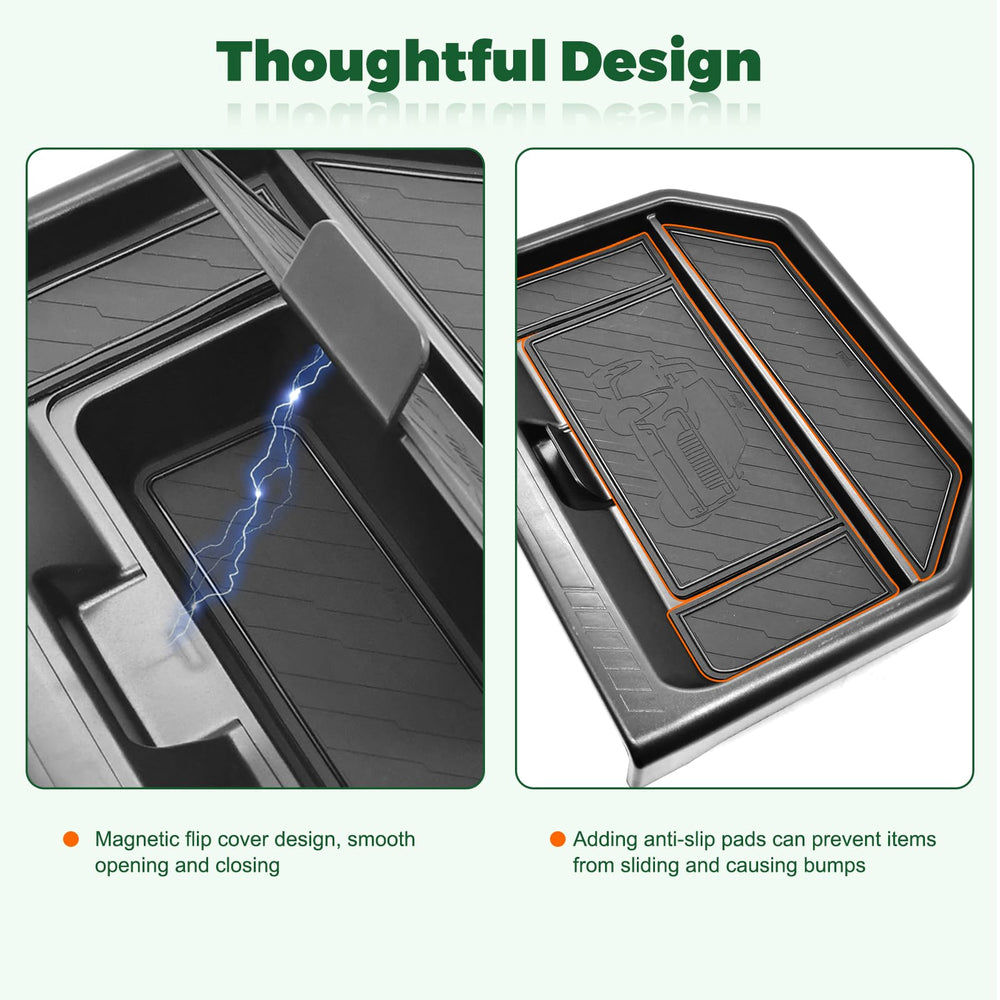 JLQP built-in lid with magnetic cover for secure, discreet storage.