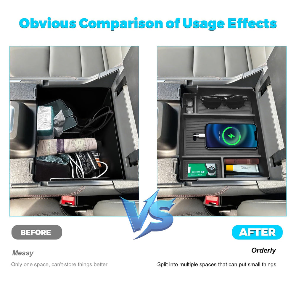 JLQP glove box organization expands space in the center console.