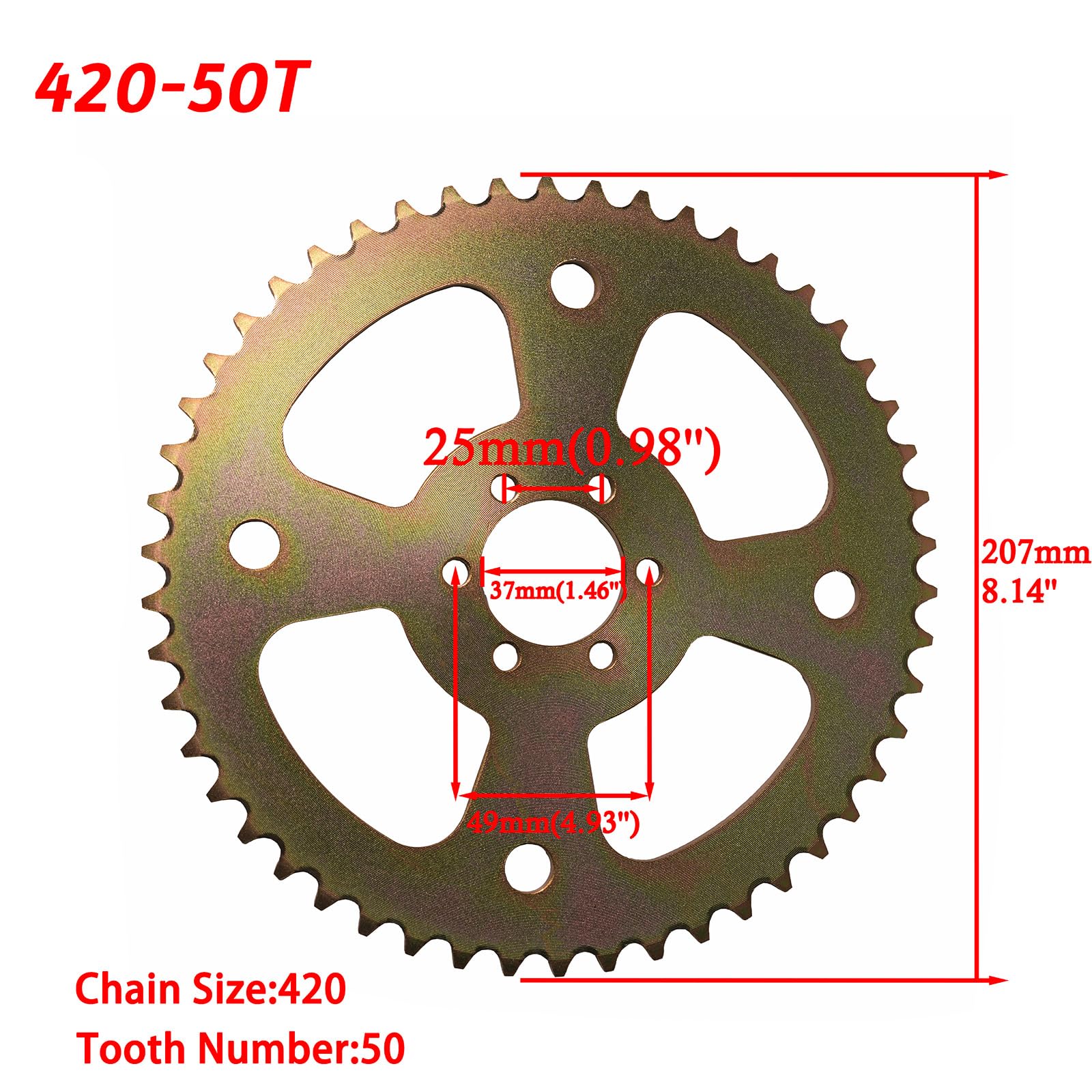 JMCHstore 50T sprocket mounting holes layout for secure install.