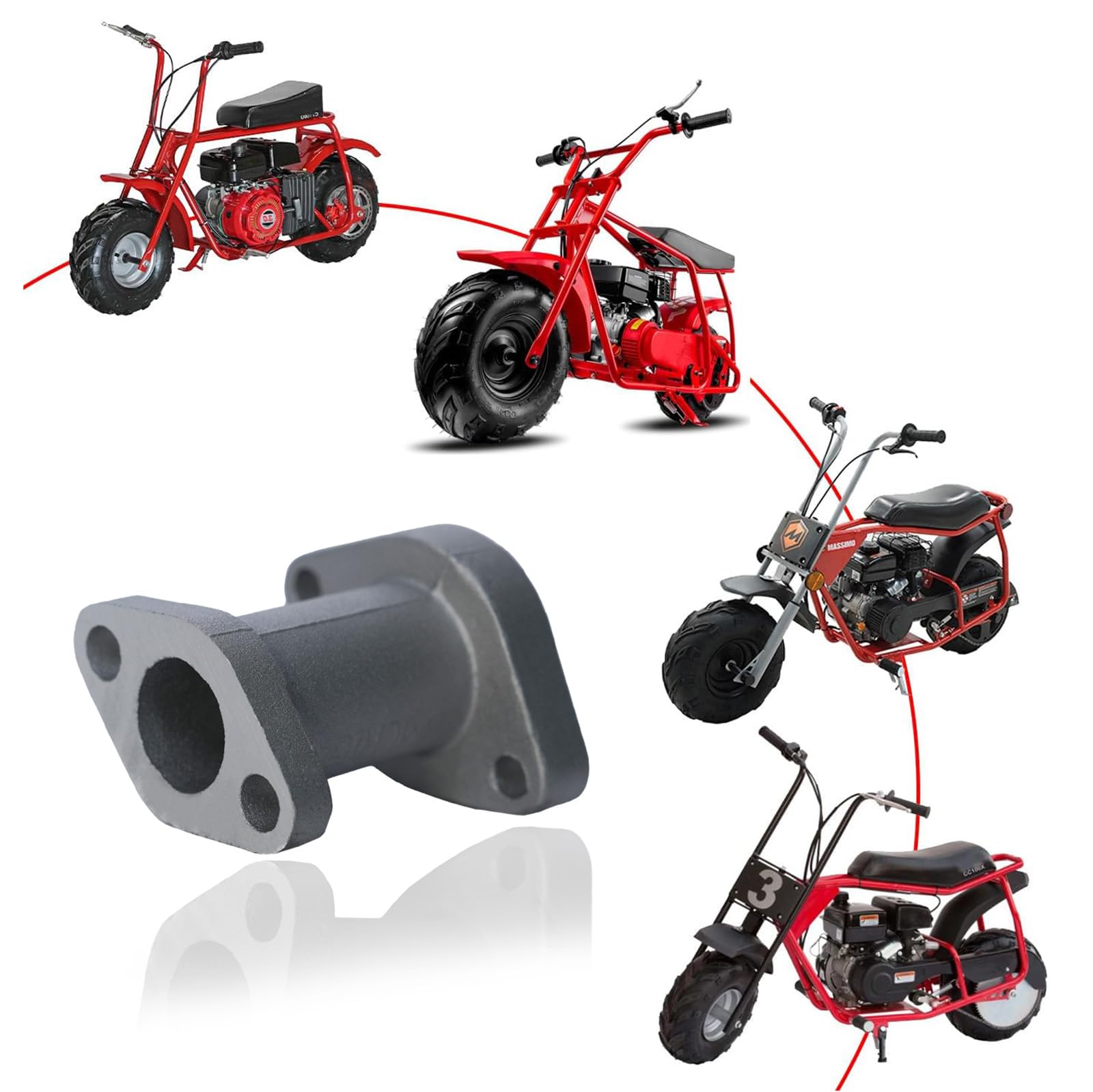 JMCHstore aluminum intake pipe mounted on Predator 79cc engine showcasing compatibility