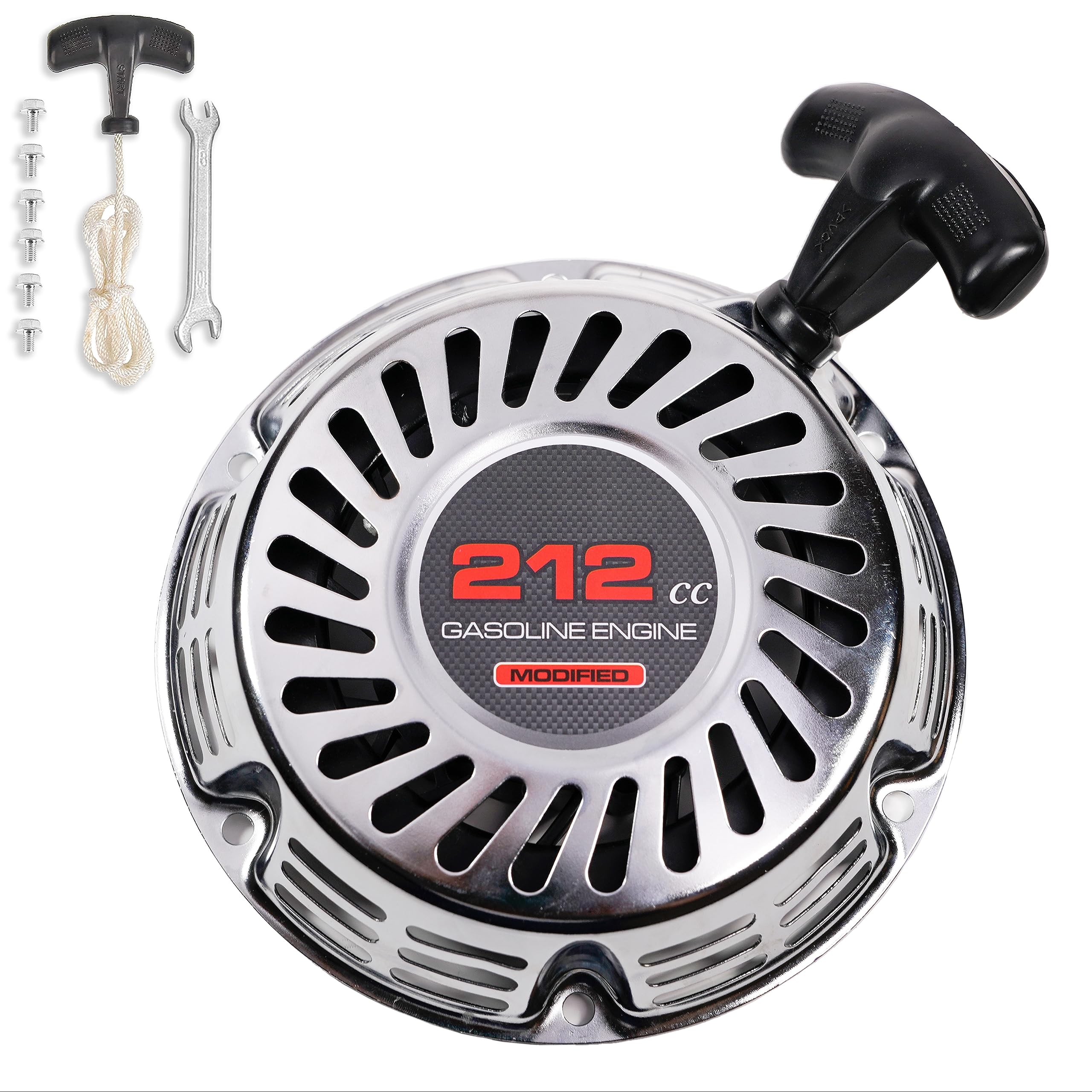 JMCHstore brilliant chrome pull start front view demonstrates rugged mini bike styling.