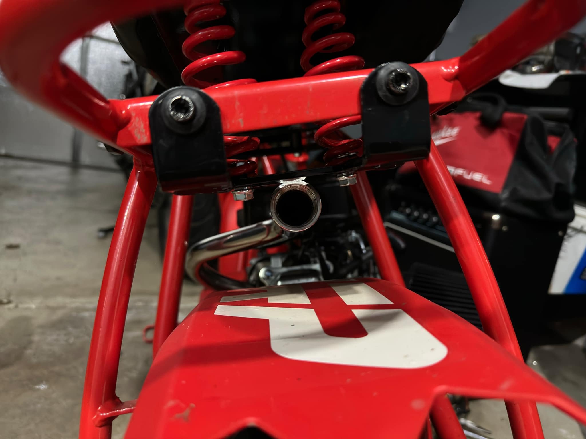 JMCHstore central long pipe ready for muffler customization via 1-inch adapter.