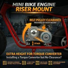 JMCHstore bolt-on riser plate shows direct fit for Coleman Baja mini bike