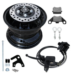 JMCHstore rear disc brake kit on Coleman CT200U hub enables ready off-road braking.