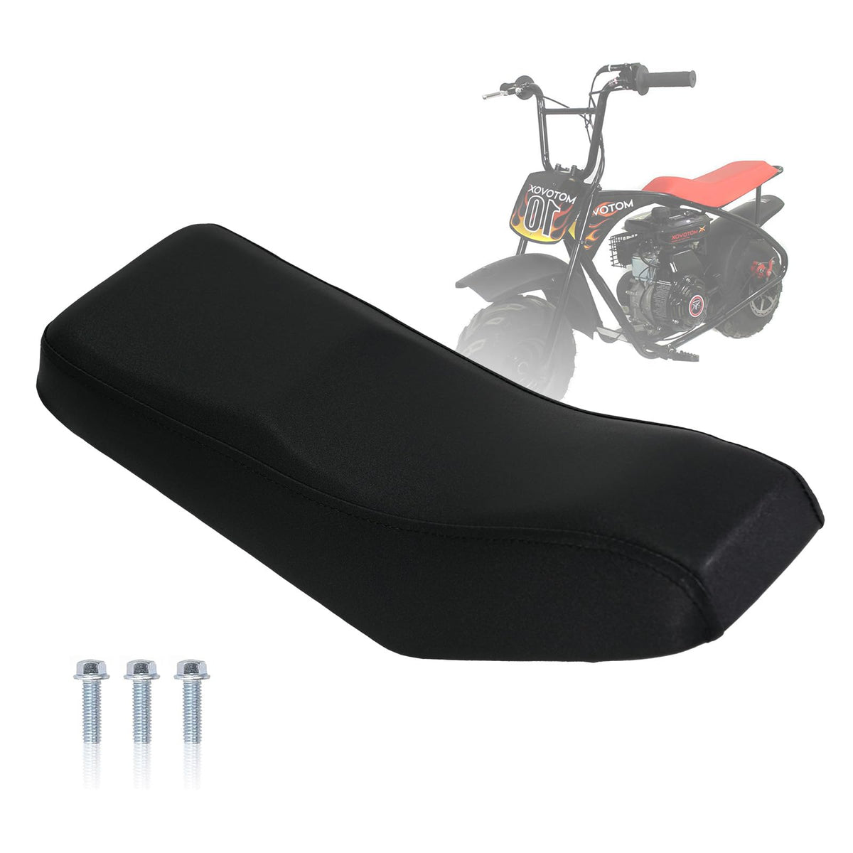 JMCHstore upgraded Motovox MBX10 seat top view showing fit and black finish