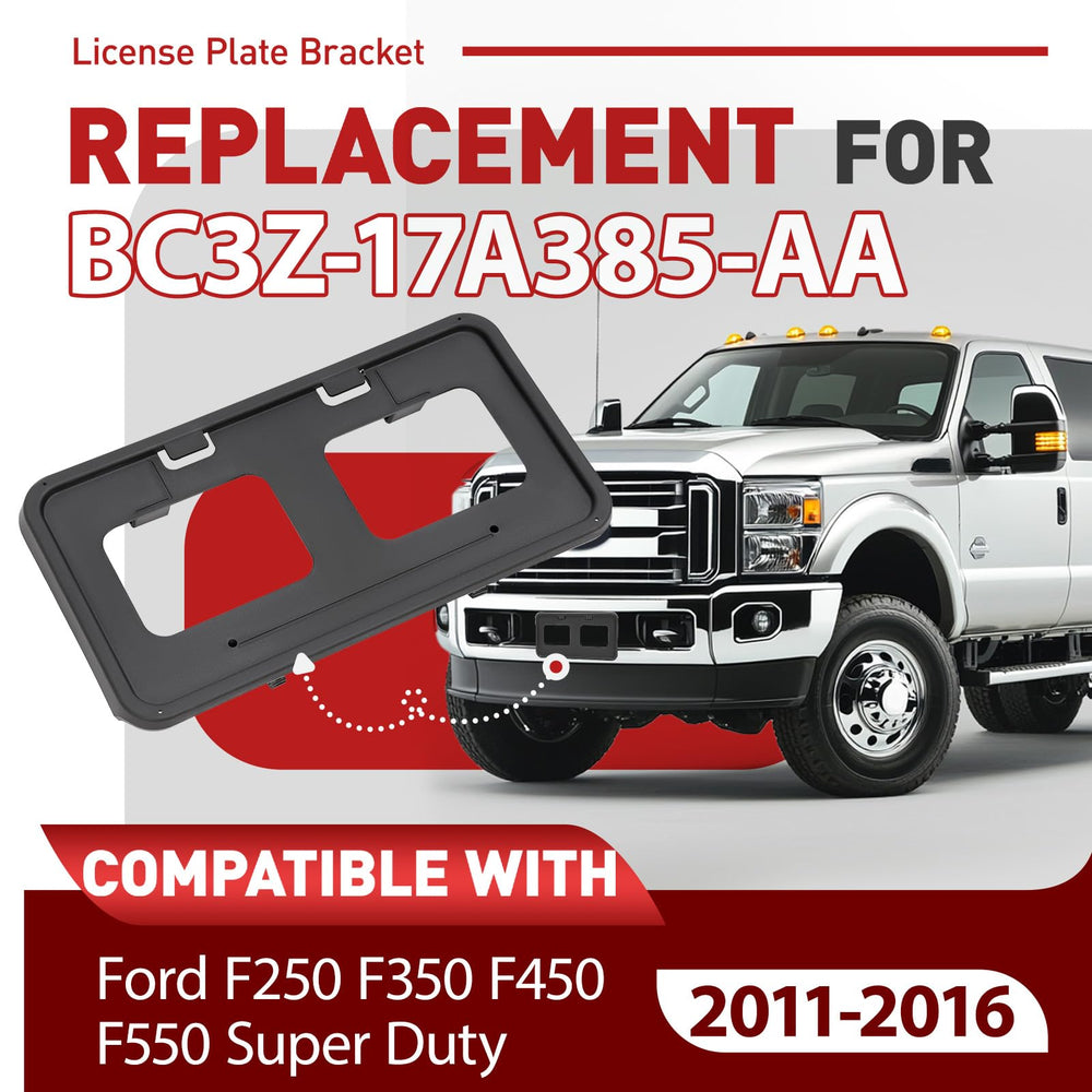 JMTAAT front license plate bracket for F350 demonstrates robust support for highway driving.