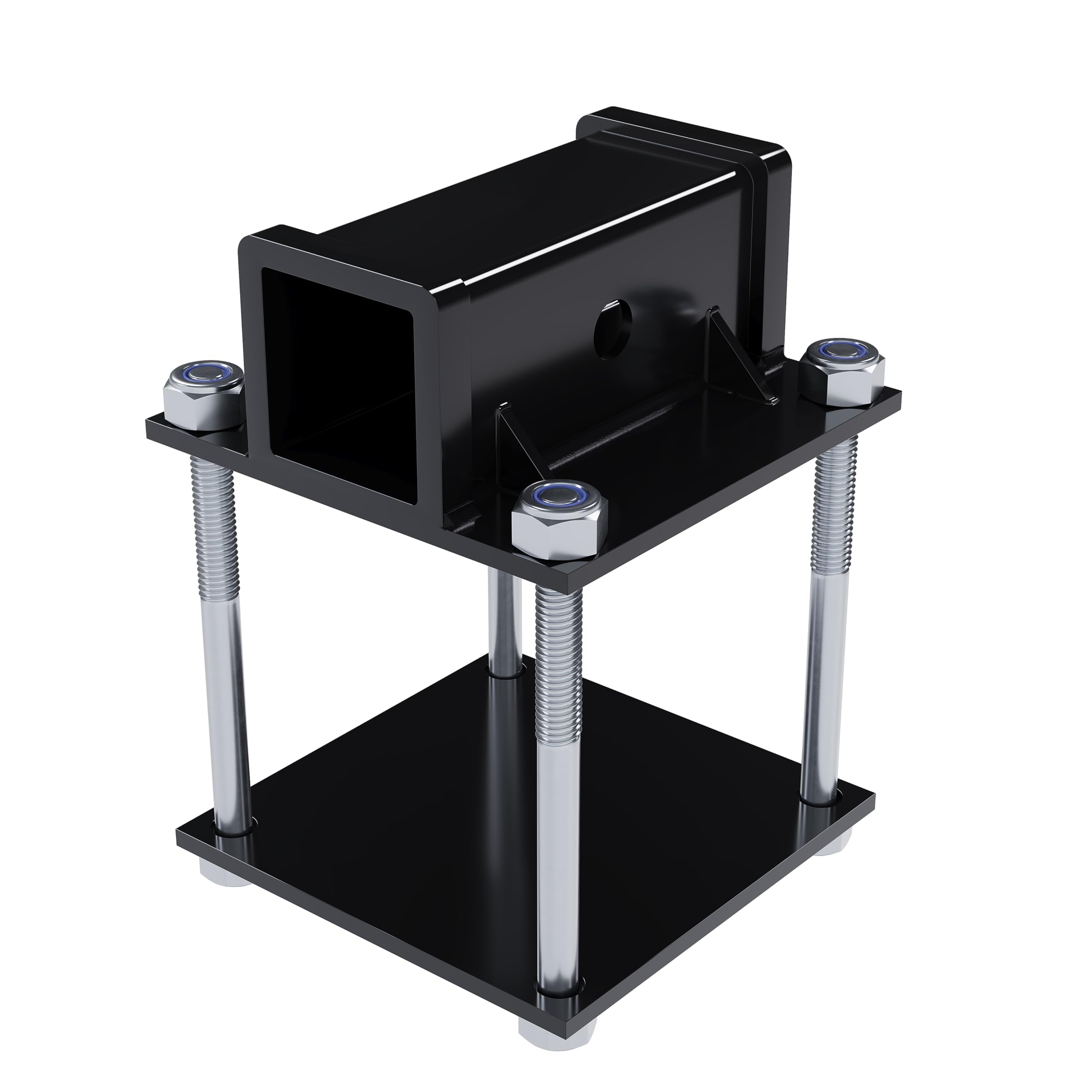 JMTAAT RV bumper adapter with a 2-inch receiver for bike rack mounting.
